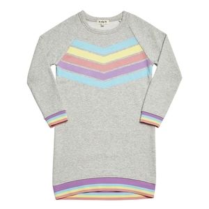 New Kidpik Fleece Tunic Grey Rainbow S Small